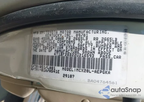 2002 Toyota Avalon Xls from USA, damaged, VIN 4T1BF28B22U216593